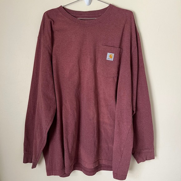 Carhartt Long Sleeve Tee in Maroon Red Size 2XL - Picture 1 of 6